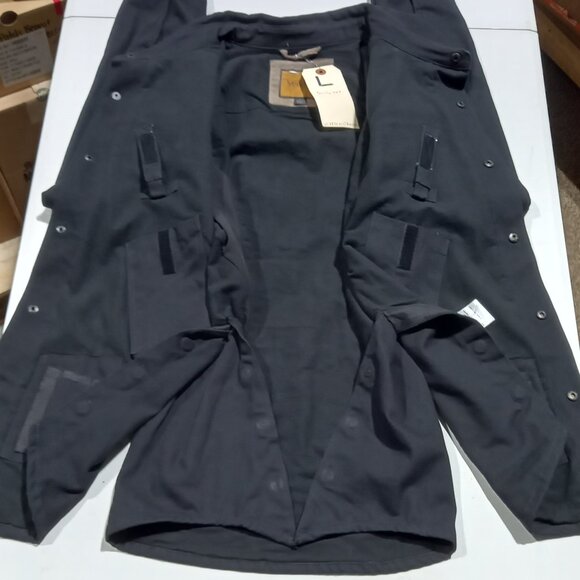 Concealed Carry Flannel Lined Canvas Shirt Jacket - Black | Large - Picture 5 of 7